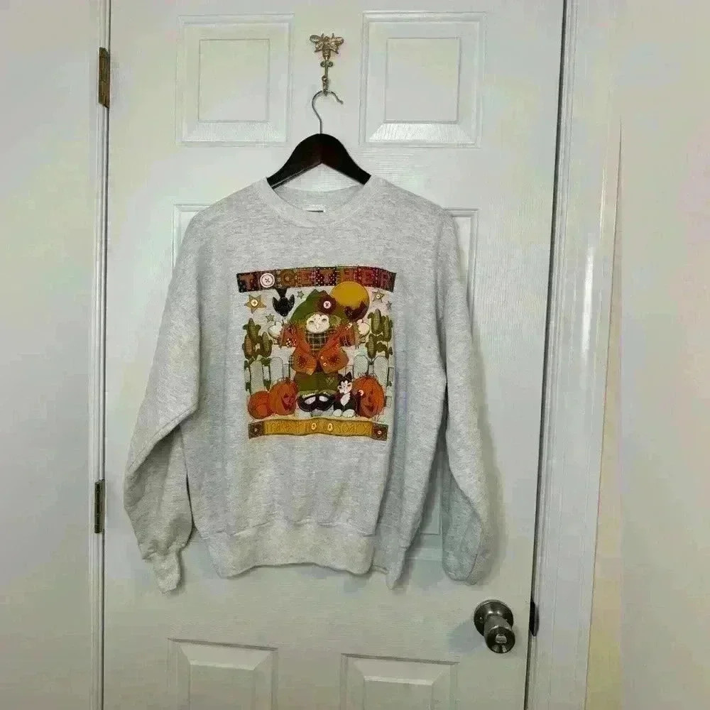 Vintage Fall Sweatshirt “Together makes it not so scary”,size large fits medium